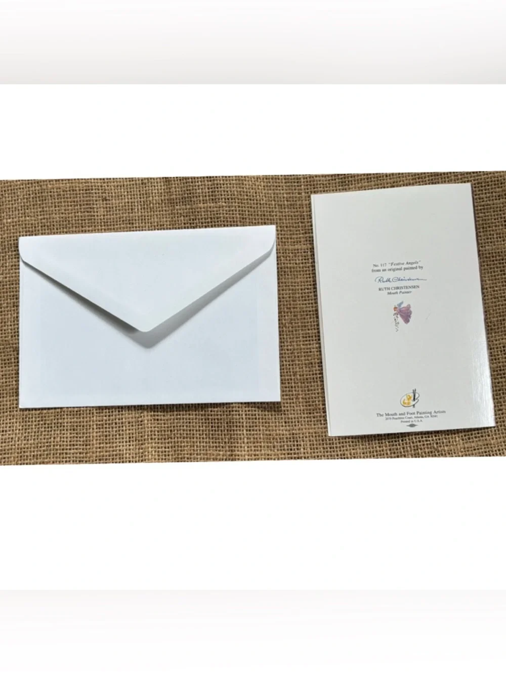 Ruth Christensen Festive Angels Christmas Card Cute Sweet Twee Framable